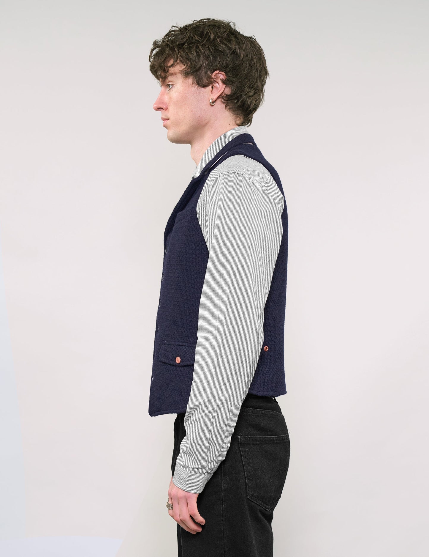 IMMORTAL Silverstone Navy Waffle Waistcoat