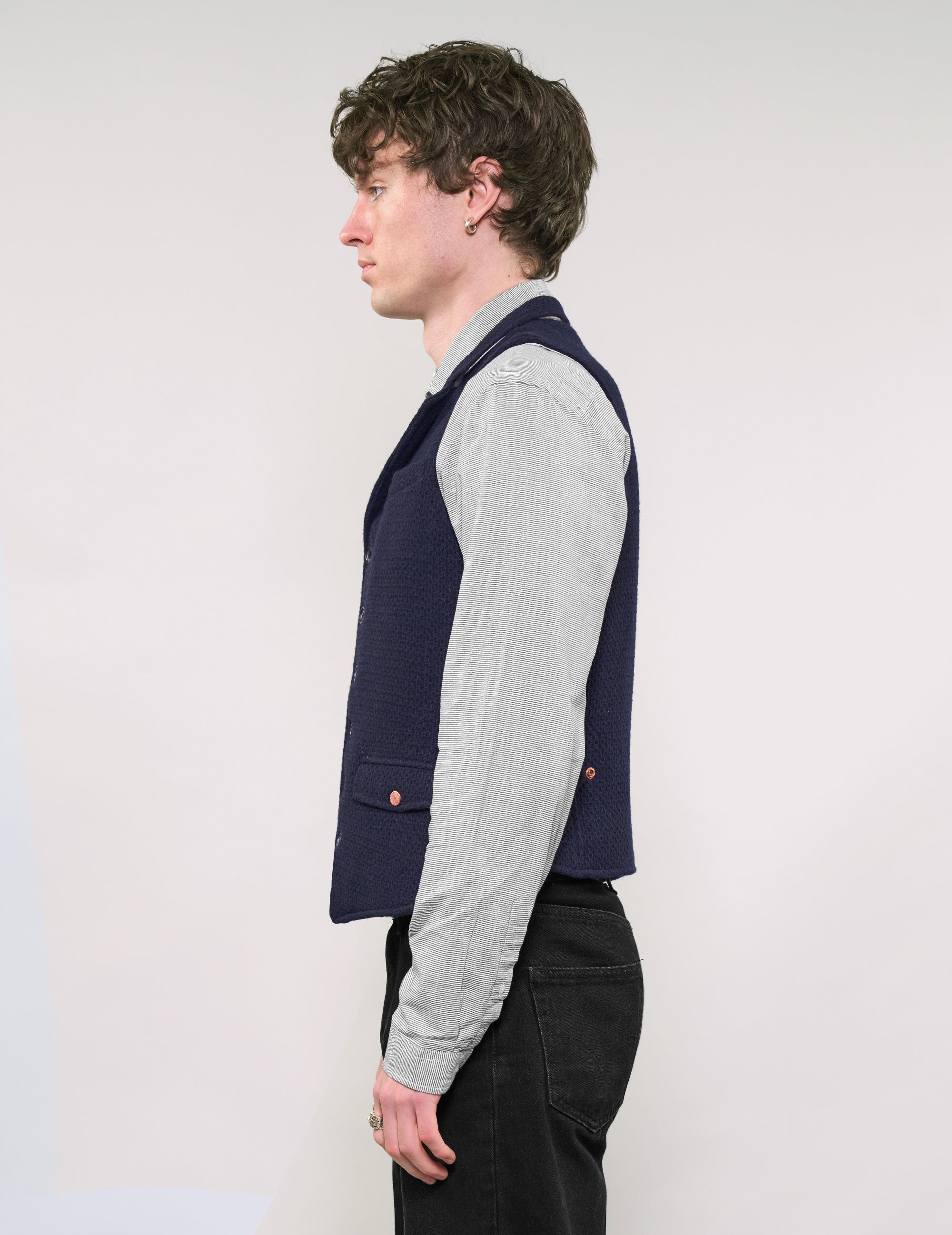 IMMORTAL Silverstone Navy Waffle Waistcoat