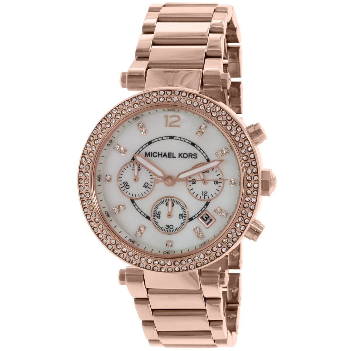 Michael Kors Women’s Watch Stainless Steel Rose Gold Strap With Mother Of Pearl Dial MK5491