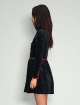 Vintage Military-Style Velvet Dress
