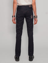 IMMORTAL Button Down Cotton Twill Jeans in Navy