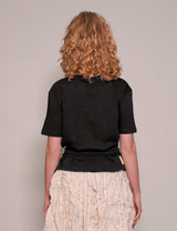 ST Silver Logo Tie-Tee in Black with Black Tie