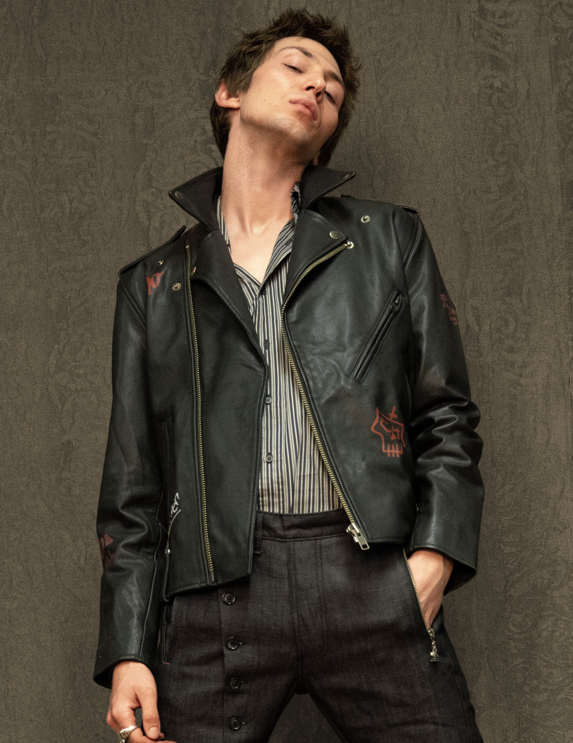 Born Saint Leather Biker Jacket in Black