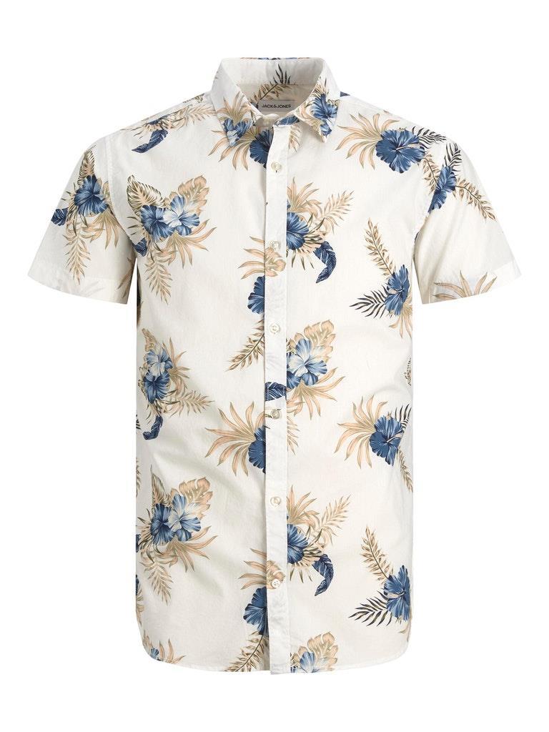 Jack & Jones Men's Plus Size Short Sleeve Shirt in Natural & Navy Size, 1XL to 6XL