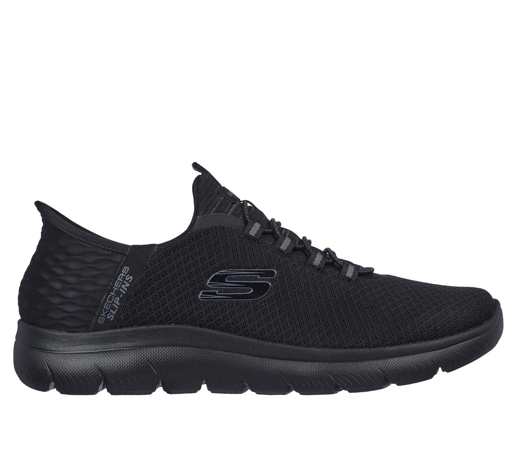 Skechers Slip On Sneaker Shoe For Men Summits High Range Mesh Slip-Ins in Black/Black, 5.5-14
