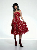 Vintage 1970'S Original Red & Gold Silver Cocktail Dress Uk 8 - 10