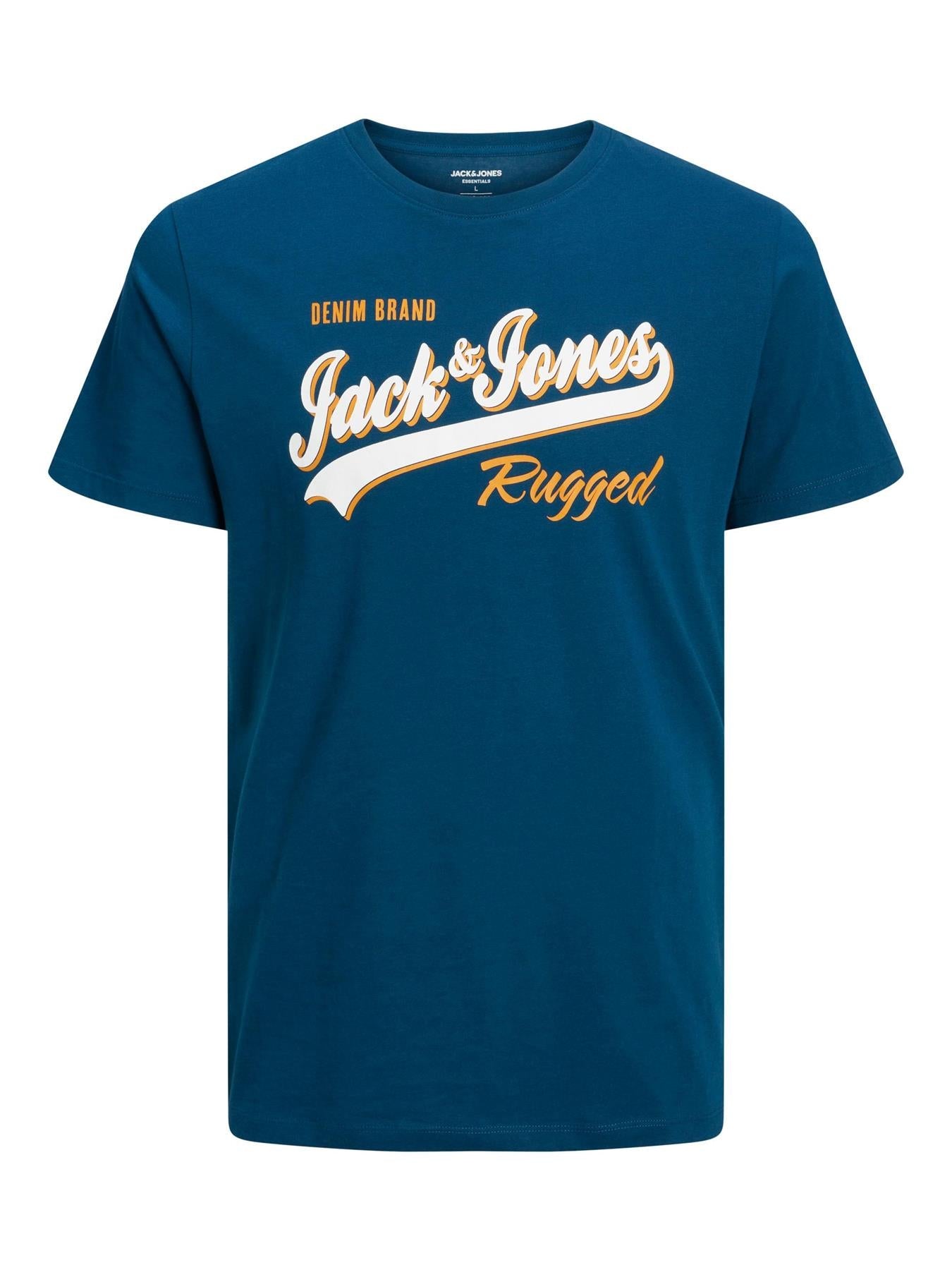 Jack & Jones Plus (12243611) JJELOGO SS O-Neck T-Shirt in 3 Colour Options 1XL to 6XL