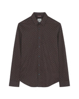 Ben Sherman Big Size Linear Geo Print Long Sleeve Shirt For Men in Black, 2XL-5XL