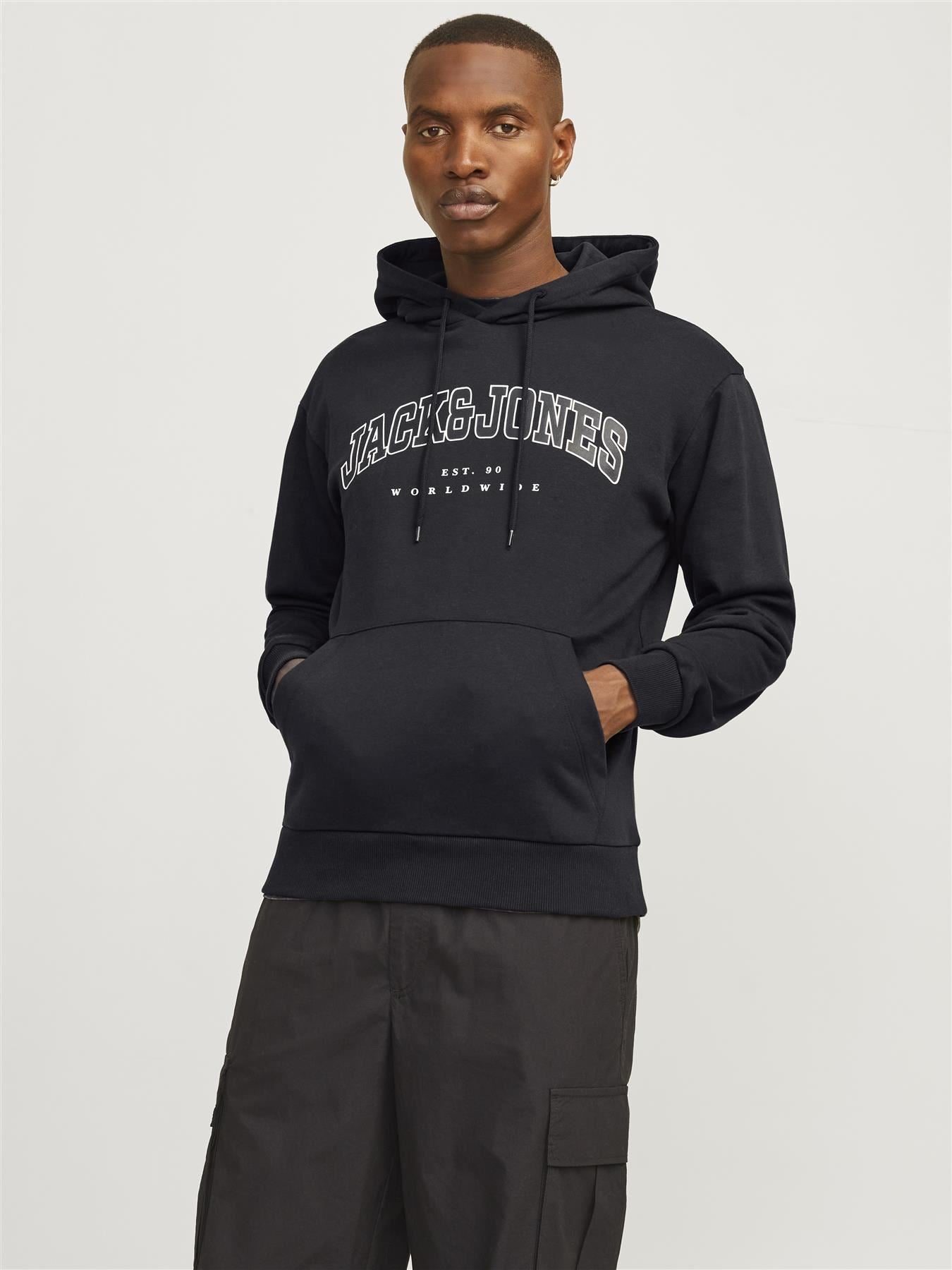 Jack & Jones Sweatshirt Hoodie For Men (JJECALEB VARSITY) in 5 Colours, L-XL