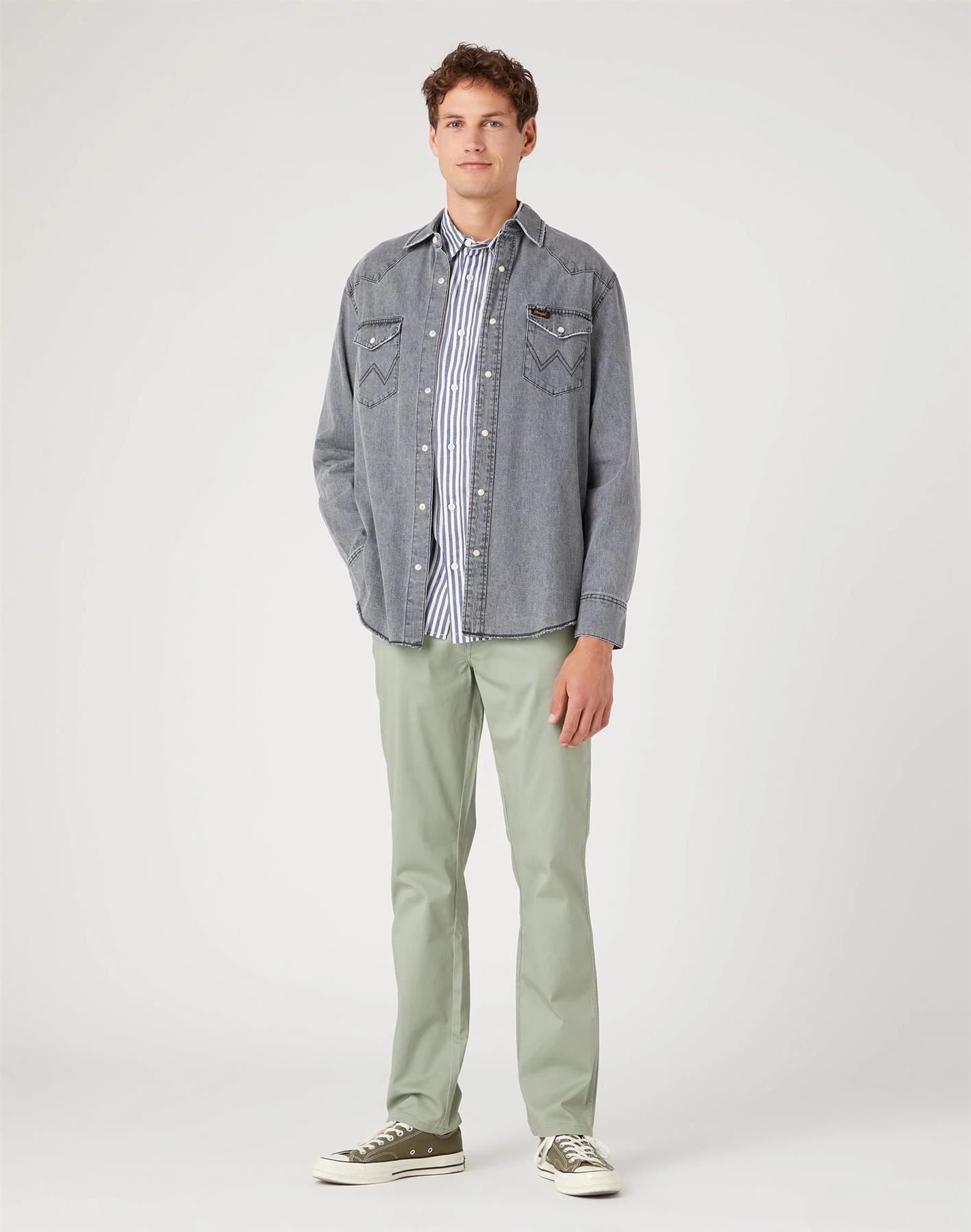Wrangler Texas Slim Chino in Sea Grass Colour Waist Size 34 to 46