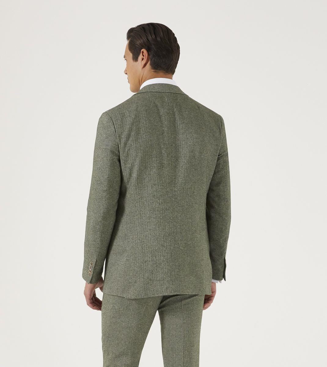 Skopes Tailored Fit Herringbone Suit Jacket Jude in Sage 34 to 62