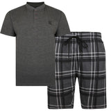 Kam (KBS881) Kbs Grandad Tee With Check Shorts Lounge Set in 2XL-8XL