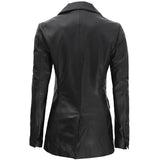 Women's Leather Blazer Coat | Black