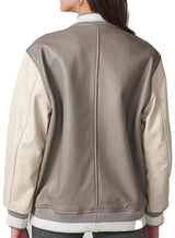 Women's Varsity Leather Suede Bomber Jacket | Gray