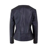 Women's Motorcycle Jacket Zip Front with Lapel Collar | Black