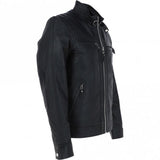 Men's Motorcycle Leather Jacket, Multiple Zippered Pockets | Black