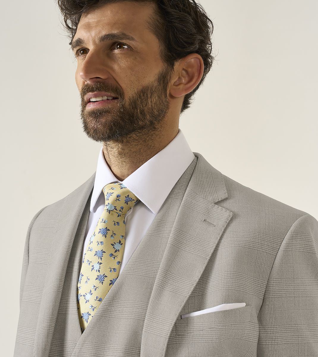 Skopes Tailored Fit Charlie Suit Jacket For Men in Stone Beige Check, 36S-62L