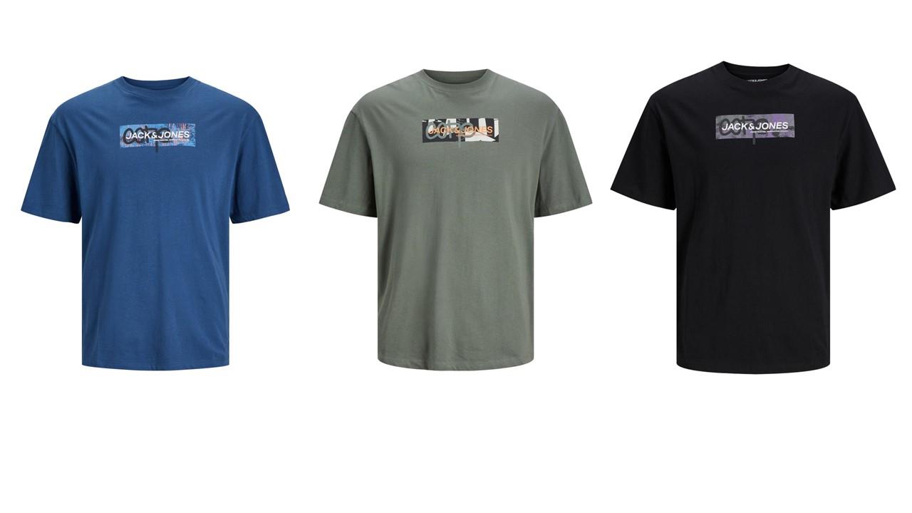 Jack & Jones Plus Men's JCOAOP Short Sleeve Crew Neck T-Shirt 3 Colours, 1XL to 6XL