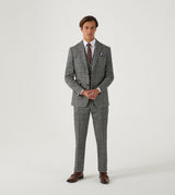 Skopes Rowan Suit Waistcoat For Men in Grey Herringbone Check, 34R to 62R