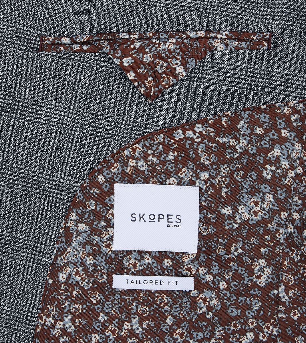 Skopes Anthony Suit Tailored Fit Jacket For Men in Grey Check, 36S-62L
