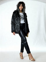Original Vintage 1970's Dark Brown Fur Coat UK 8 - 14