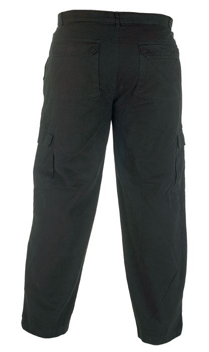 Duke London Mens Big Size Relaxed Fit Pure Cotton Cargo/Combat Trousers in Black