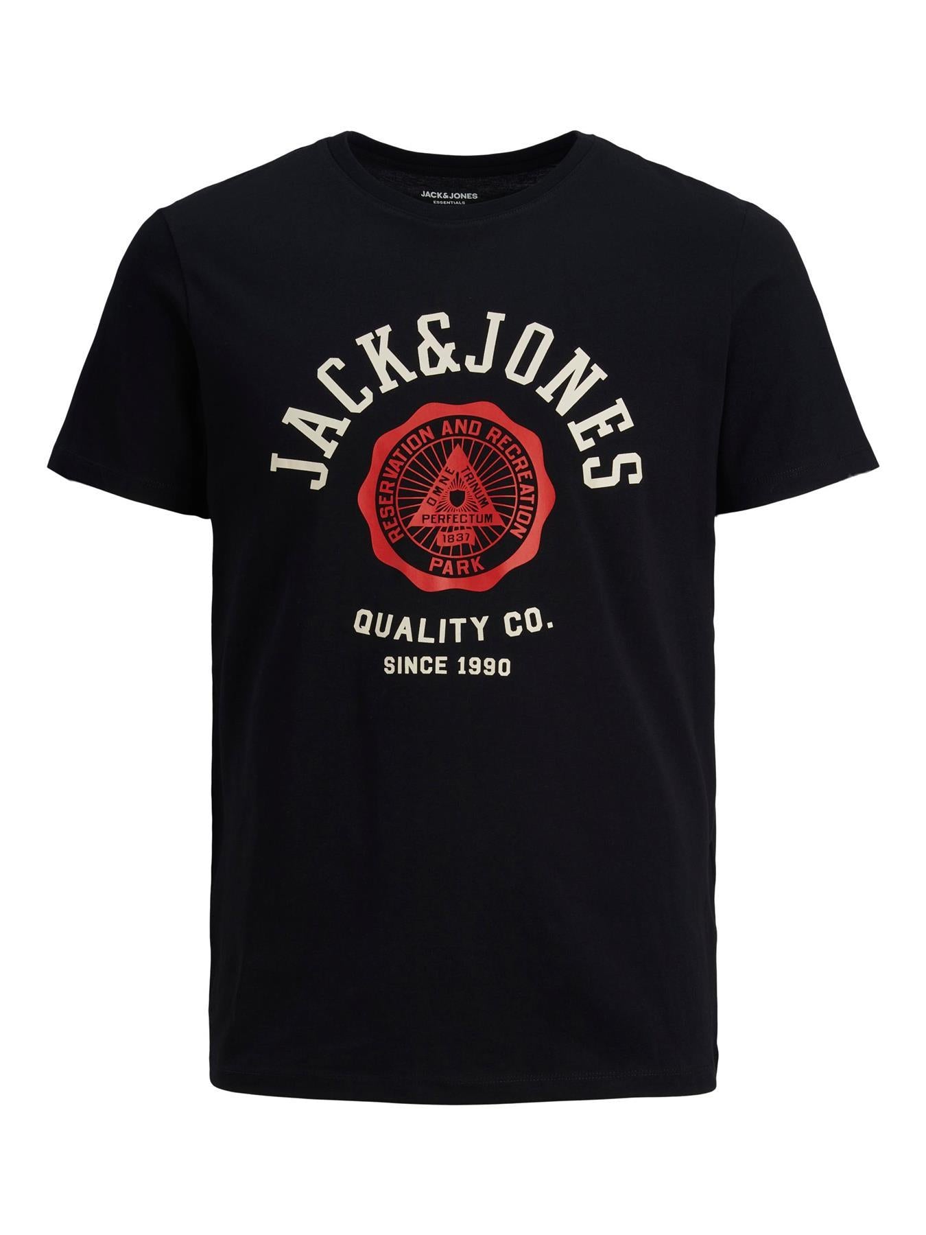 Jack & Jones Men's Plus Size Cotton Tee Shirt Printed Logo On Front 1XL To 6XL  Black & Navy