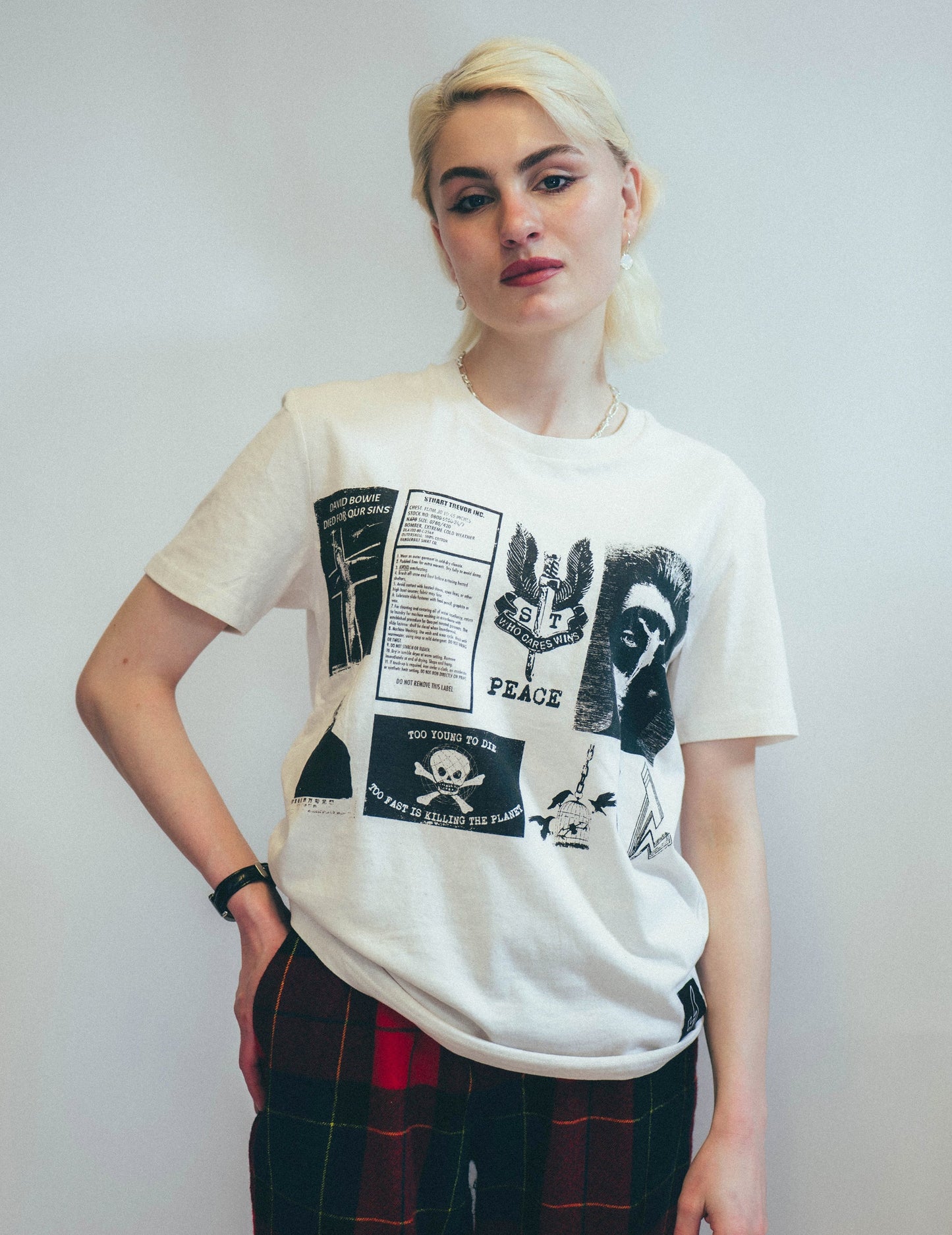 T-Shirt with Printed Patches in Ecru
