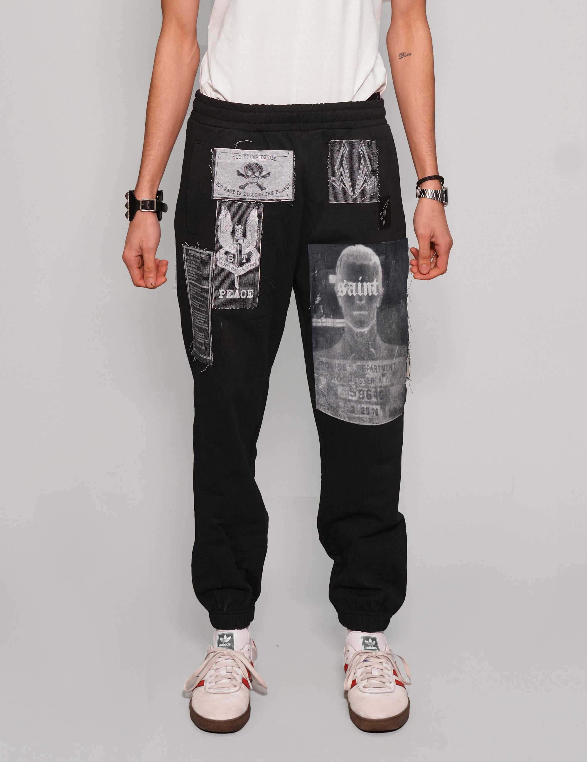 Multi-Patch Jogger Pants in Black.