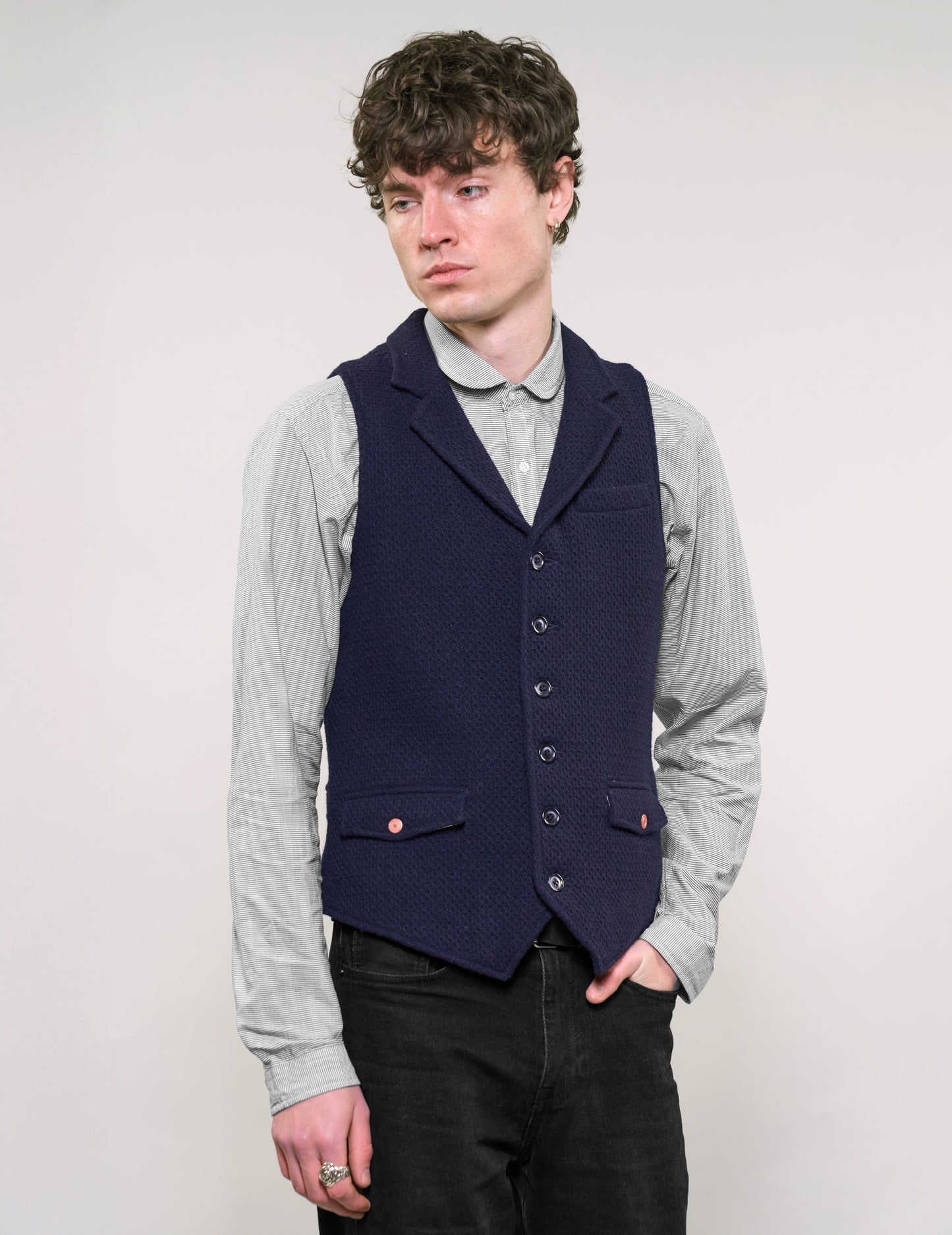 IMMORTAL Silverstone Navy Waffle Waistcoat