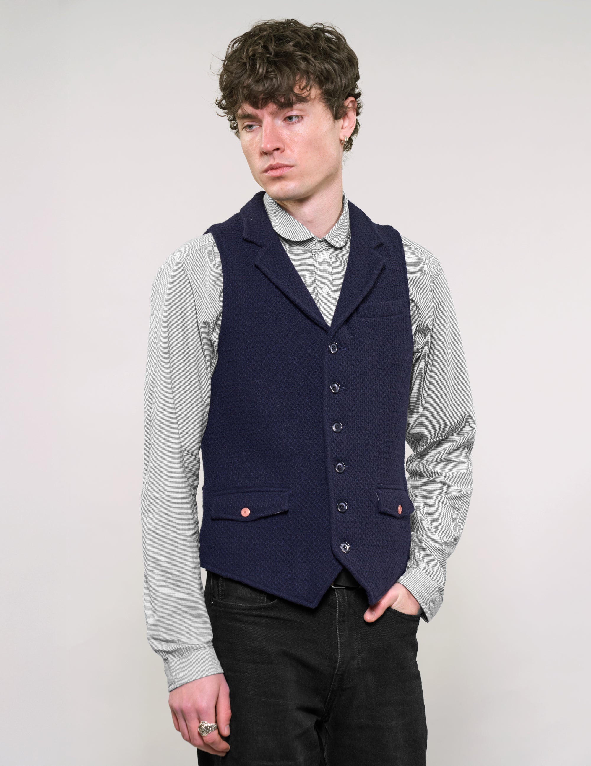 IMMORTAL Silverstone Navy Waffle Waistcoat