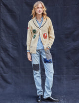 Vintage Inter-Service Club Bowls Cardigan in Beige