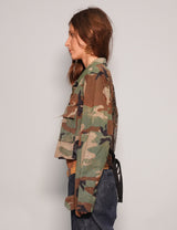 Party Back Cropped  Shirt - Gold Sequin - Camo