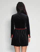 Vintage Military-Style Velvet Dress
