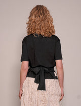 ST Silver Logo Tie-Tee in Black with Black Tie