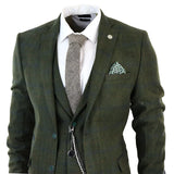 STZ71 - Men's 3 Piece Suit Wool Tweed Green Blue Brown Check 1920s Gatsby Formal Dress Suits
