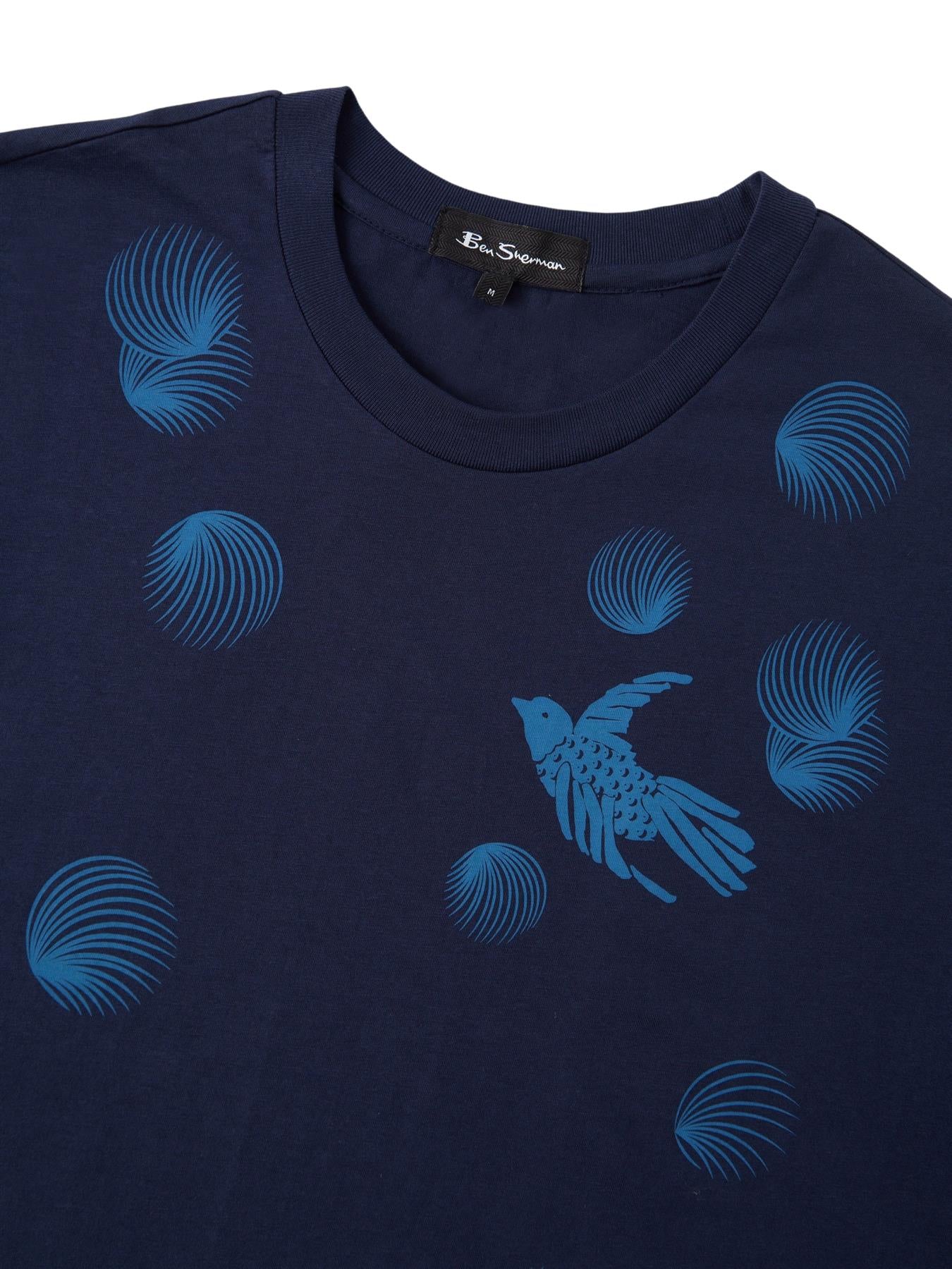 Ben Sherman (0071394IL) Men's Geo Bird Print T-Shirt in Marine 2XL to 5XL