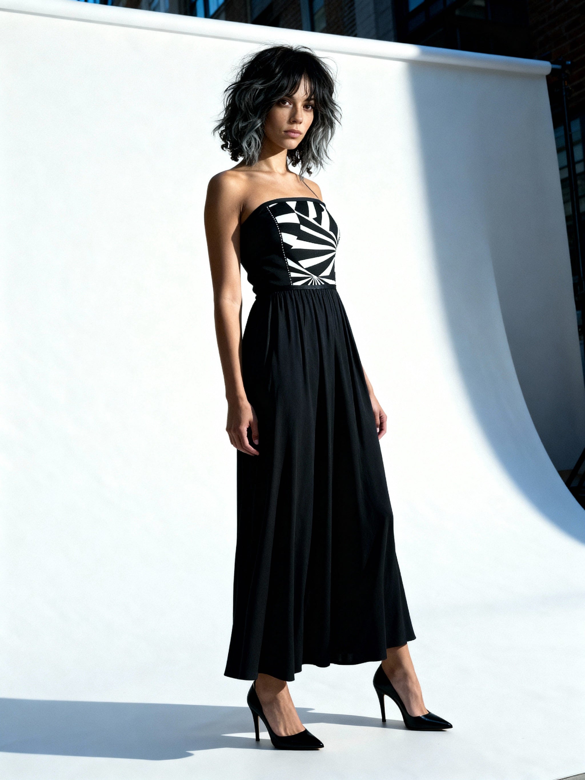 Original Vintage 1970's Black & White Disco Dress UK 8 - 10