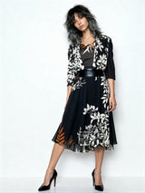 Original 1970's Vintage Black Floral Dress UK 10 - 12