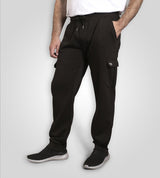 D555 EDINBURGH 1 Cargo Pocket Joggers For Men (Tall) With Ribbed Cuffs in Black, LT-3XLT