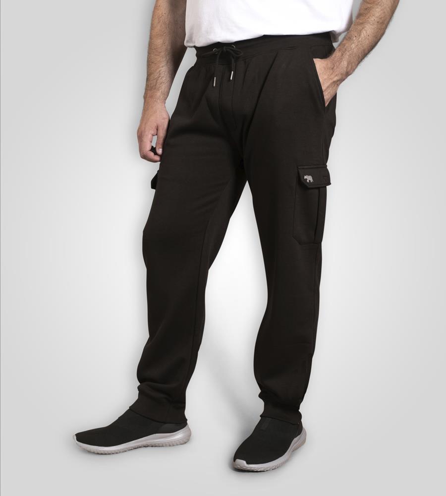 D555 EDINBURGH 1 Cargo Pocket Joggers For Men (Tall) With Ribbed Cuffs in Black, LT-3XLT