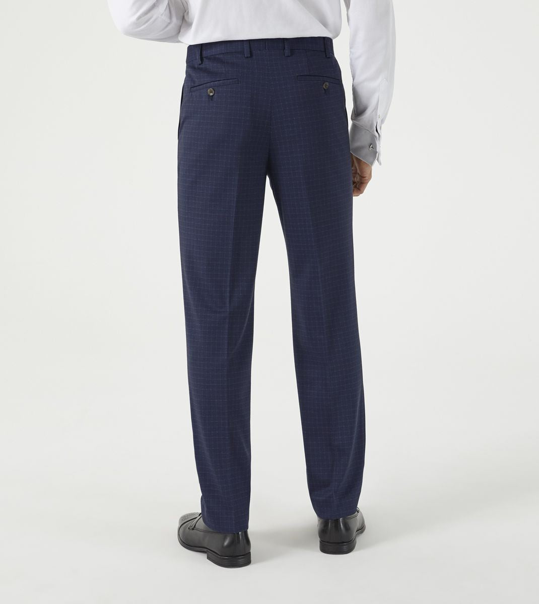 Skopes Fenton Suit Tailored Fit Trousers For Men in Navy Blue Square Check, 30W to 58W