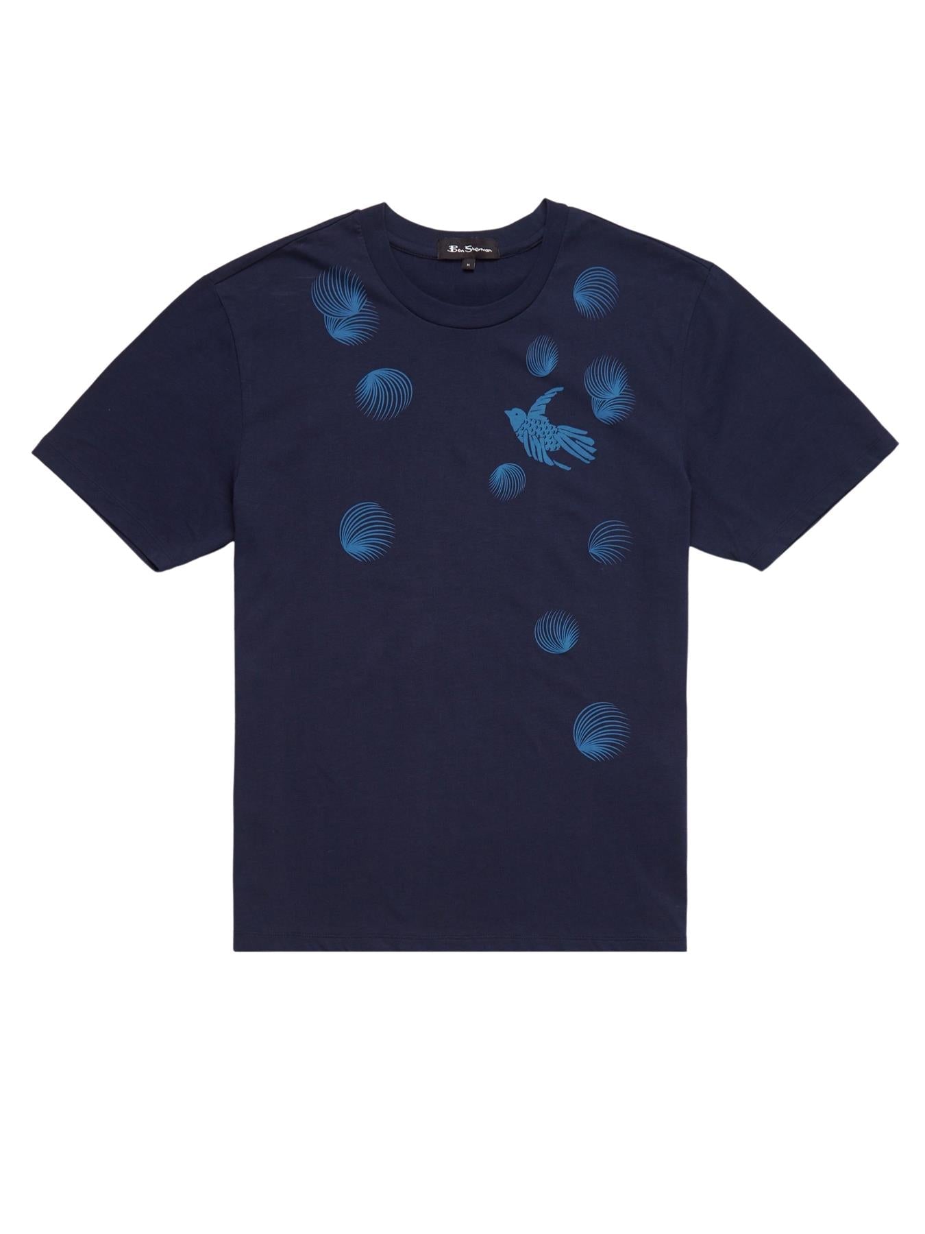 Ben Sherman (0071394IL) Men's Geo Bird Print T-Shirt in Marine 2XL to 5XL