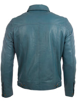 AGQ5 Men's Trucker Harrington Jacket - Denim Blue