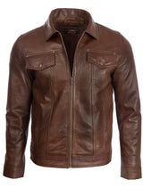 AGQ5 Men's Trucker Harrington Jacket - Nevada Brown
