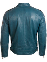 CXUS Men's Racing Biker Jacket - Denim Blue
