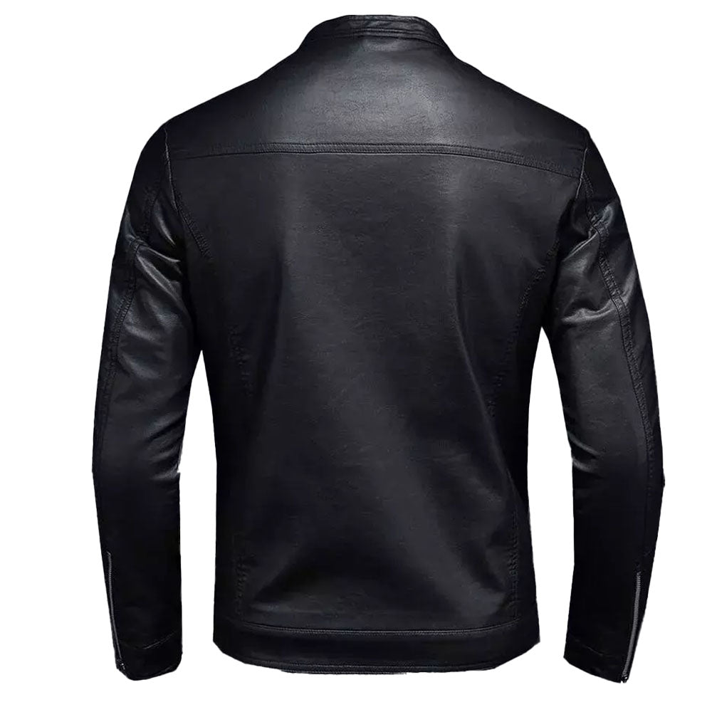 Men's Cafe Racer Leather Jacket | Black