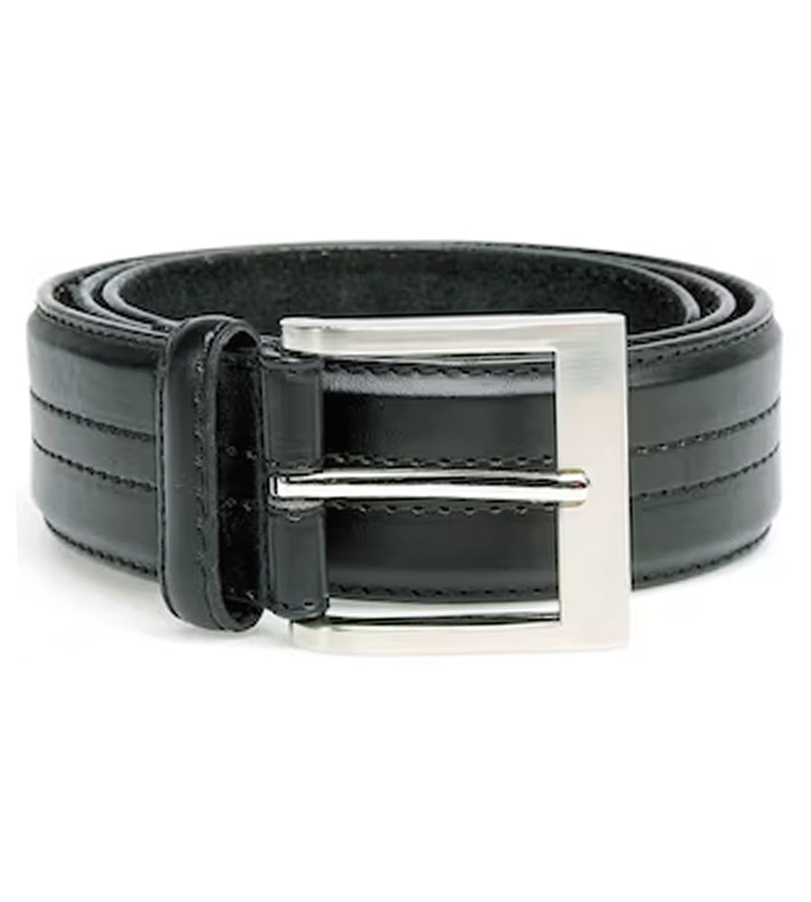 Duke London Four Stitch Line Square Buckle Bonded Leather Belt