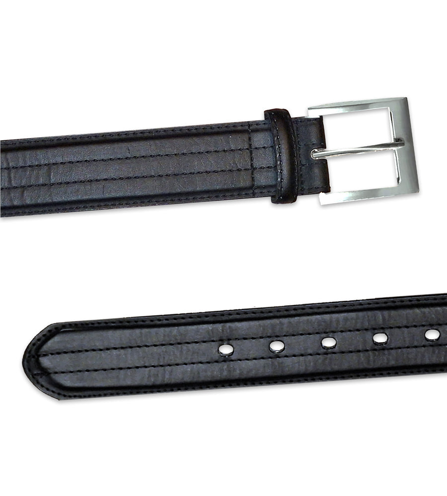 Duke London Four Stitch Line Square Buckle Bonded Leather Belt