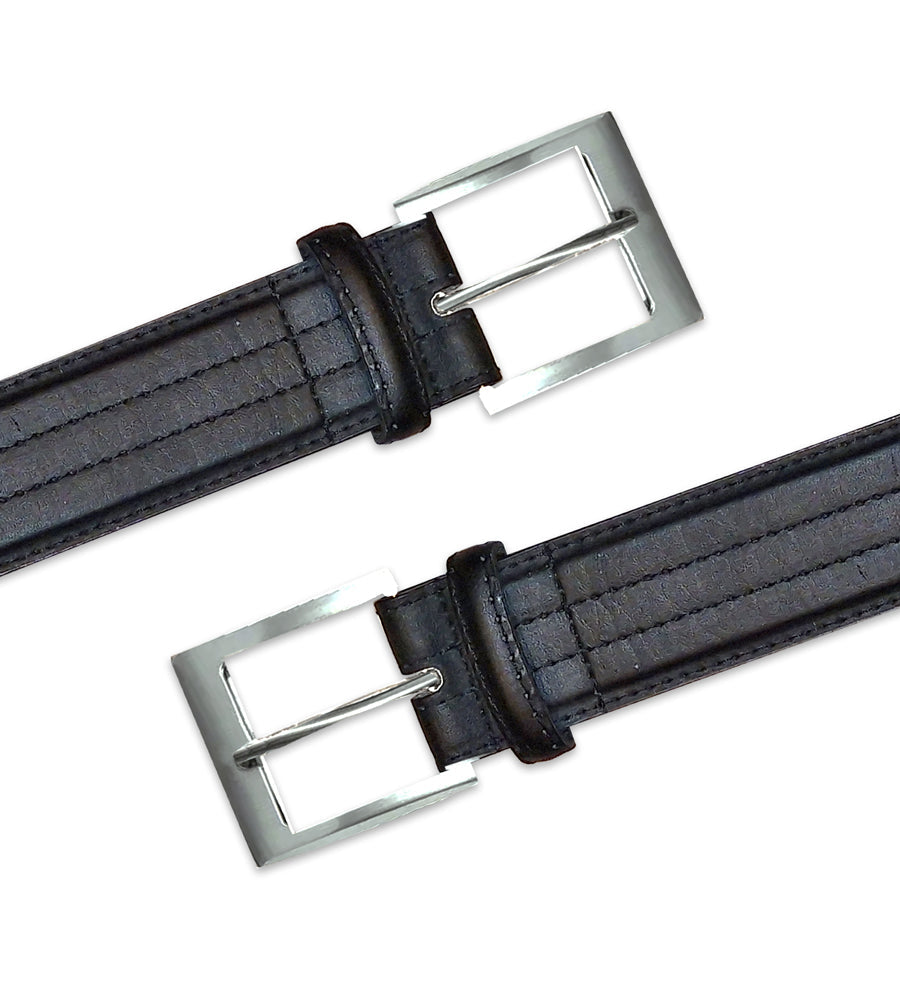 Duke London Four Stitch Line Square Buckle Bonded Leather Belt